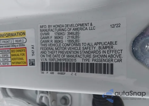 2023 Honda Civic Sport from USA, damaged, VIN 19XFL2H81PE003515